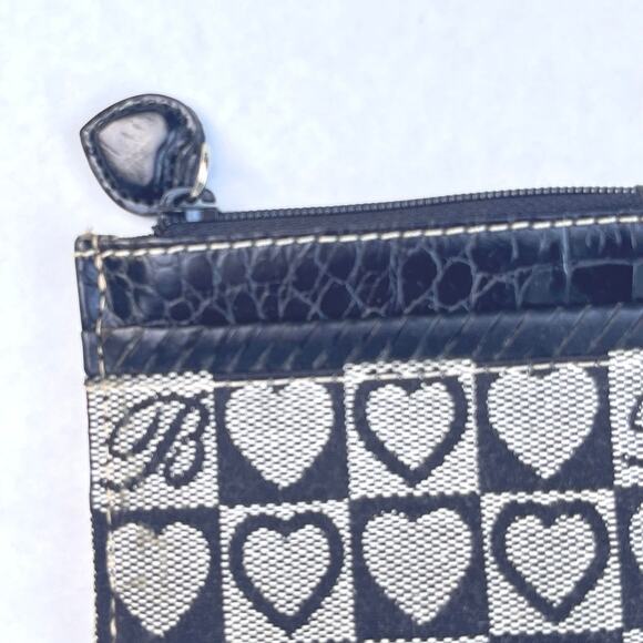 Brighton Black & White Checkered Heart Card Case Wallet - Picture 5 of 7